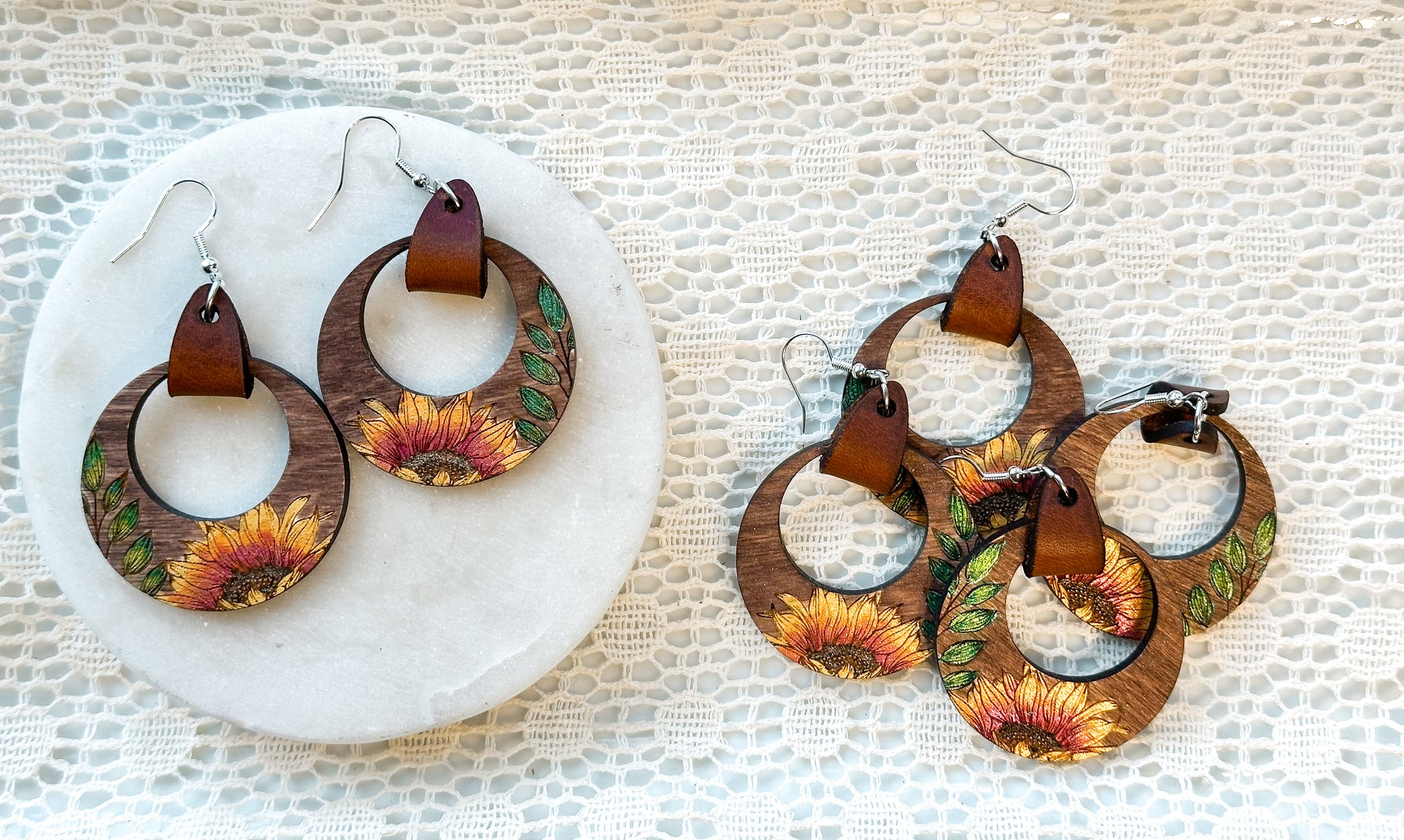 Boho Sunflower Hoops