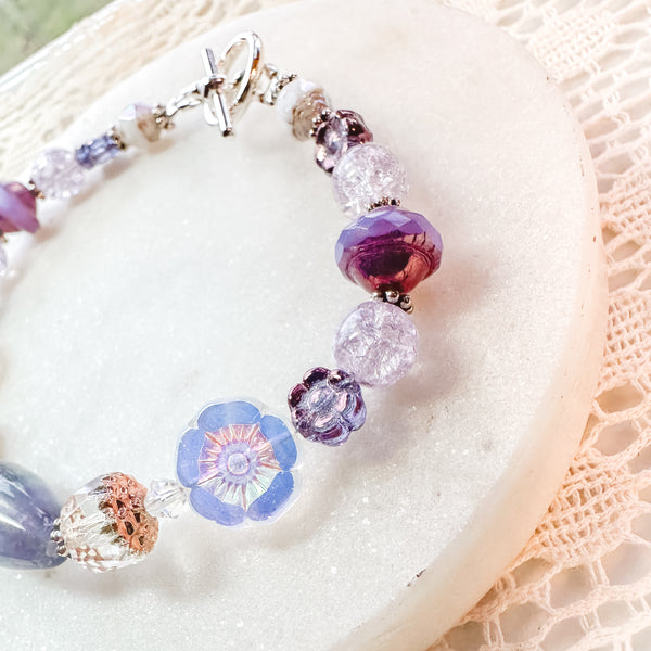 Rainbow Fluorite Czech Glass Bracelet