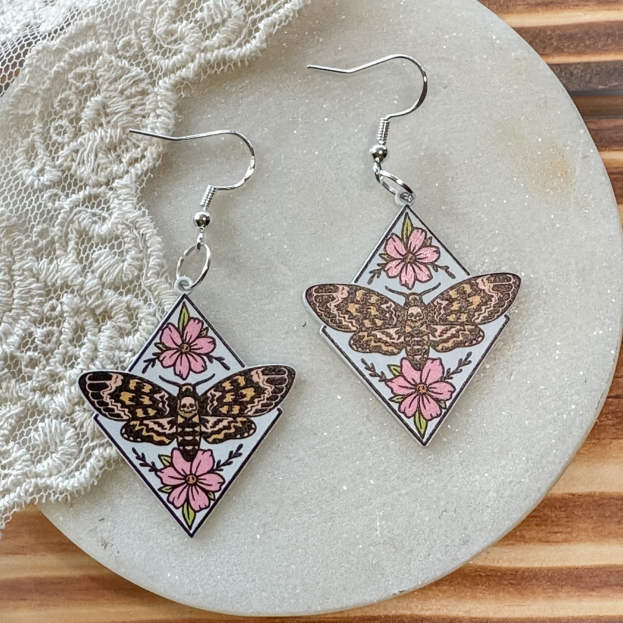 Dead Head Moth Diamond Dangles