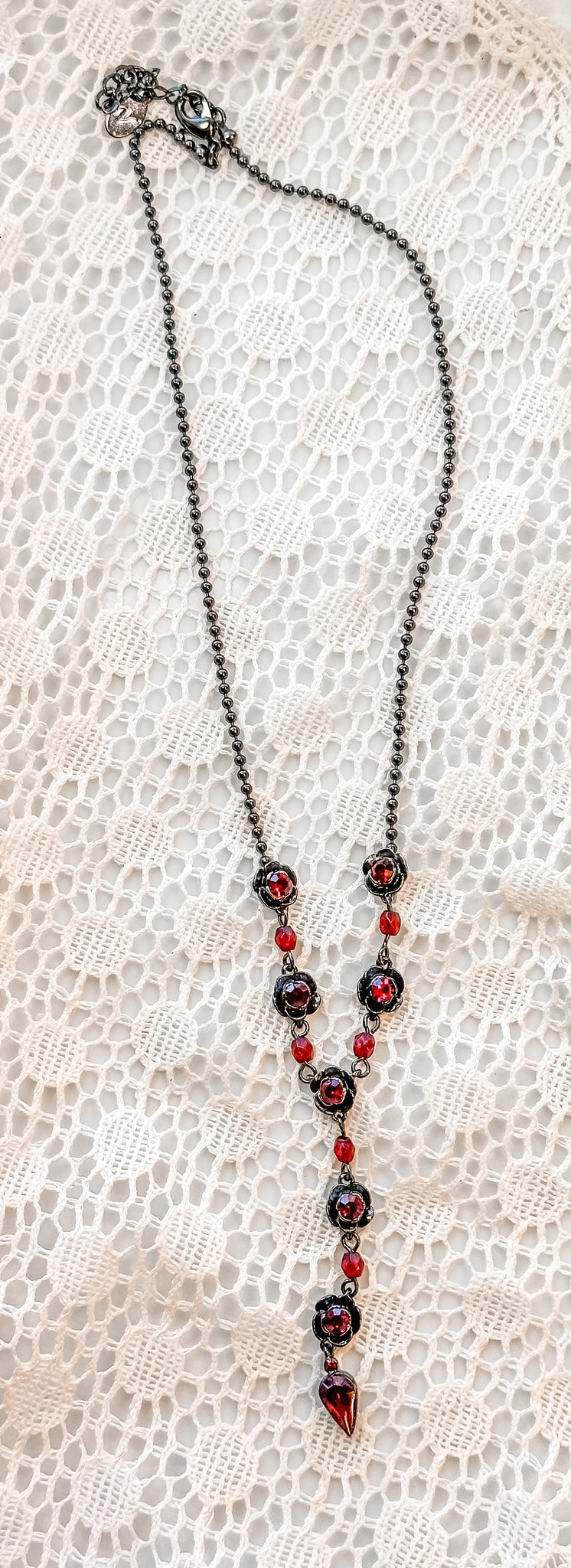 Red Rhinestone Rose Necklace