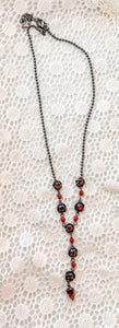 Red Rhinestone Rose Necklace