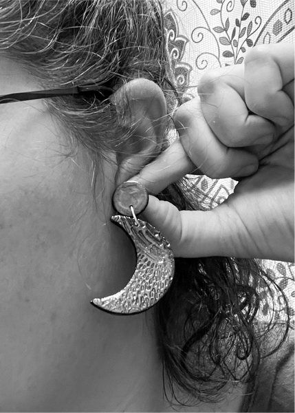 Green Color Shift Post Back Moon Earrings