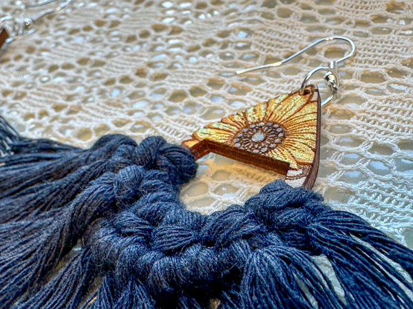 Macrame Sunflower Earrings