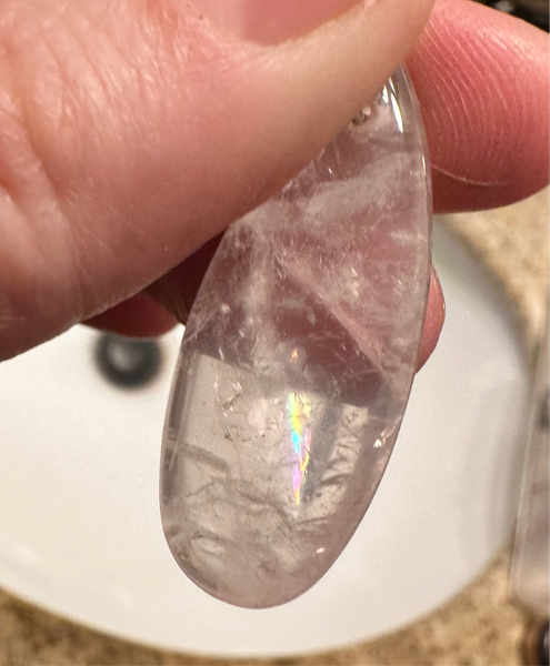 Rose Quartz Pendant with Rainbow Inclusions
