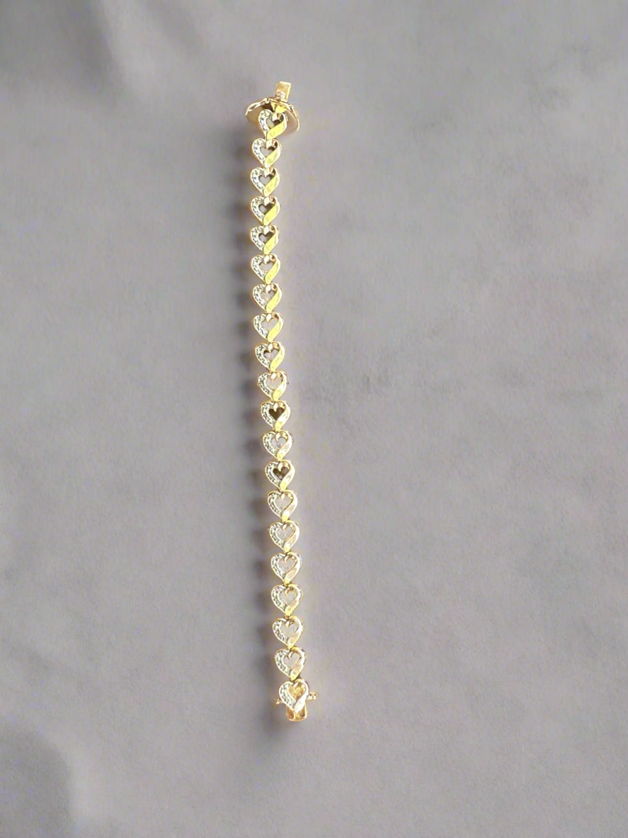 Faux Gold & Diamond Heart Tennis Bracelet