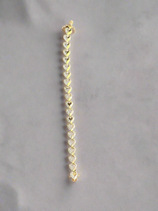 Faux Gold & Diamond Heart Tennis Bracelet