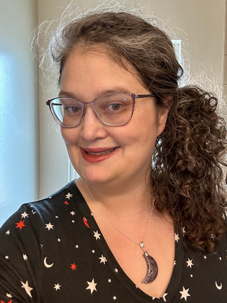 Chevron Amethyst Crescent Moon Necklace