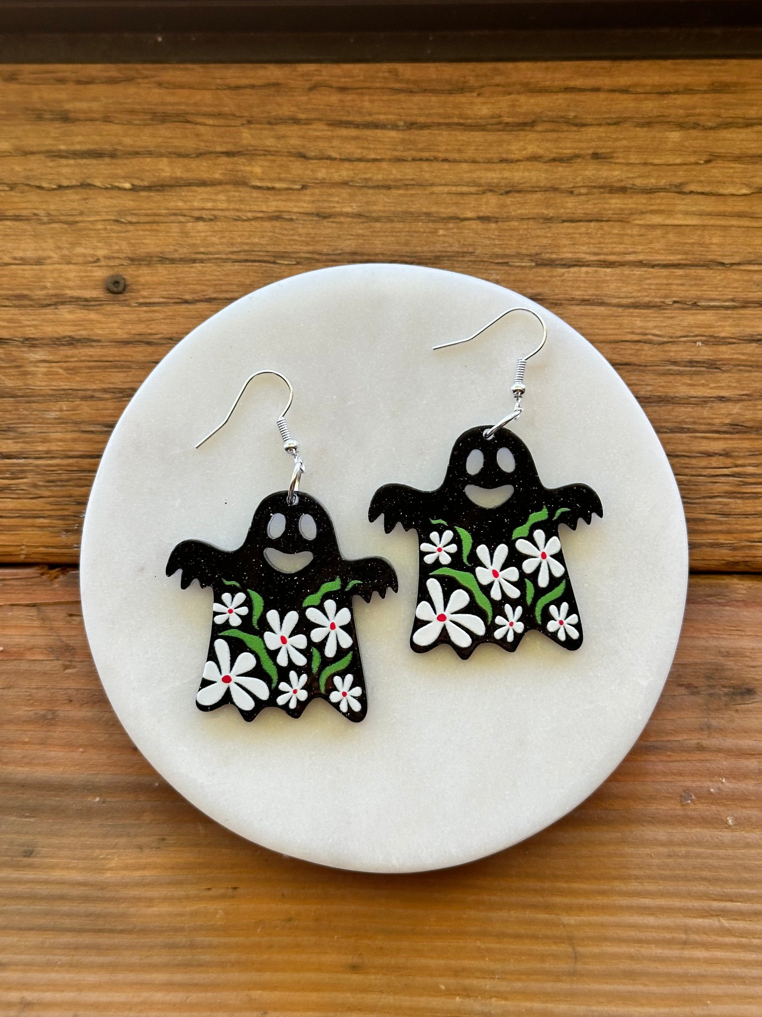 Acrylic Floral Ghost Dangles