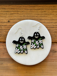 Acrylic Floral Ghost Dangles