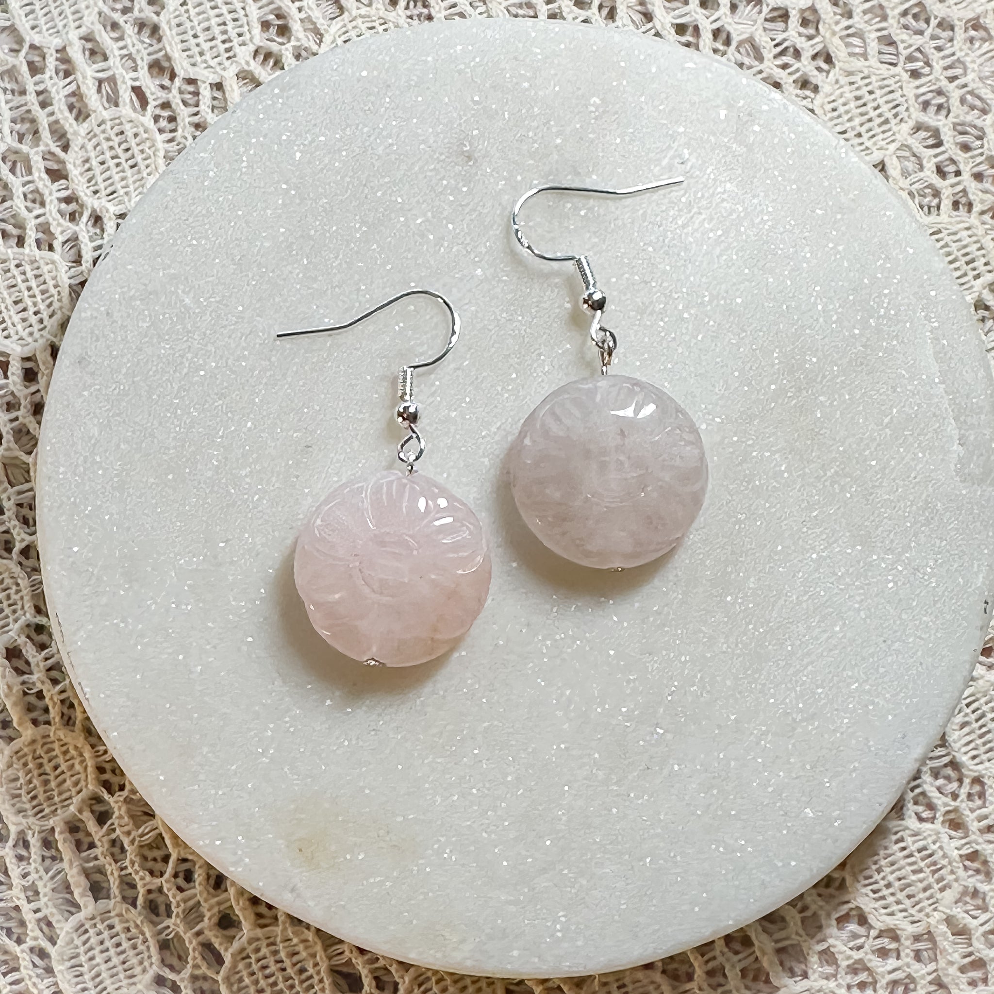 Rose Quartz Daisy Earrings