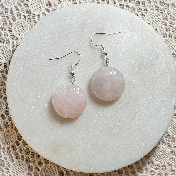 Rose Quartz Daisy Earrings