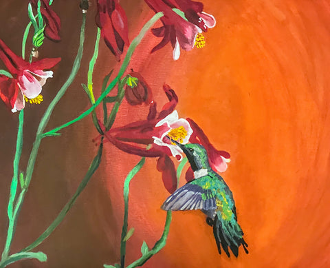 Hummingbird + Columbines