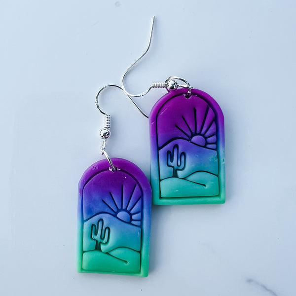 Neon Ombré Mini Landscape Earrings
