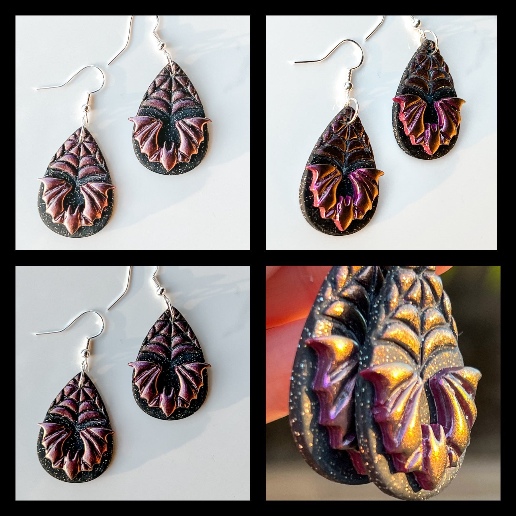 Spooky Bat Color Shift Earrings