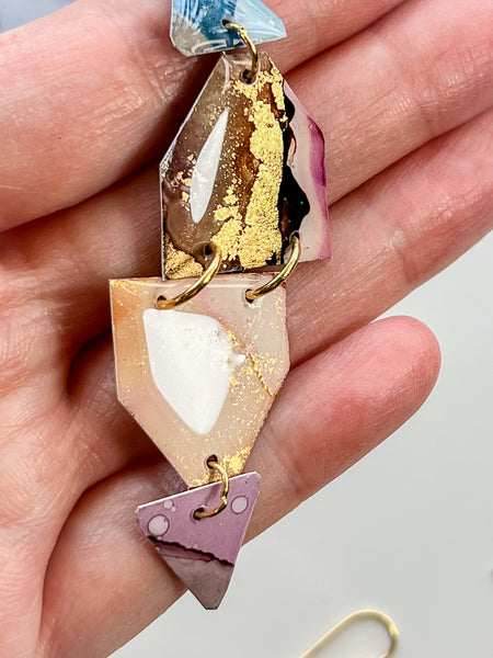 Alcohol Ink Earrings: Sunset & Twilight (Gold)