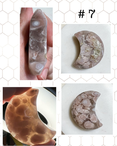 Flower Blossom Agate Moon Palm Stones (Batch 2)