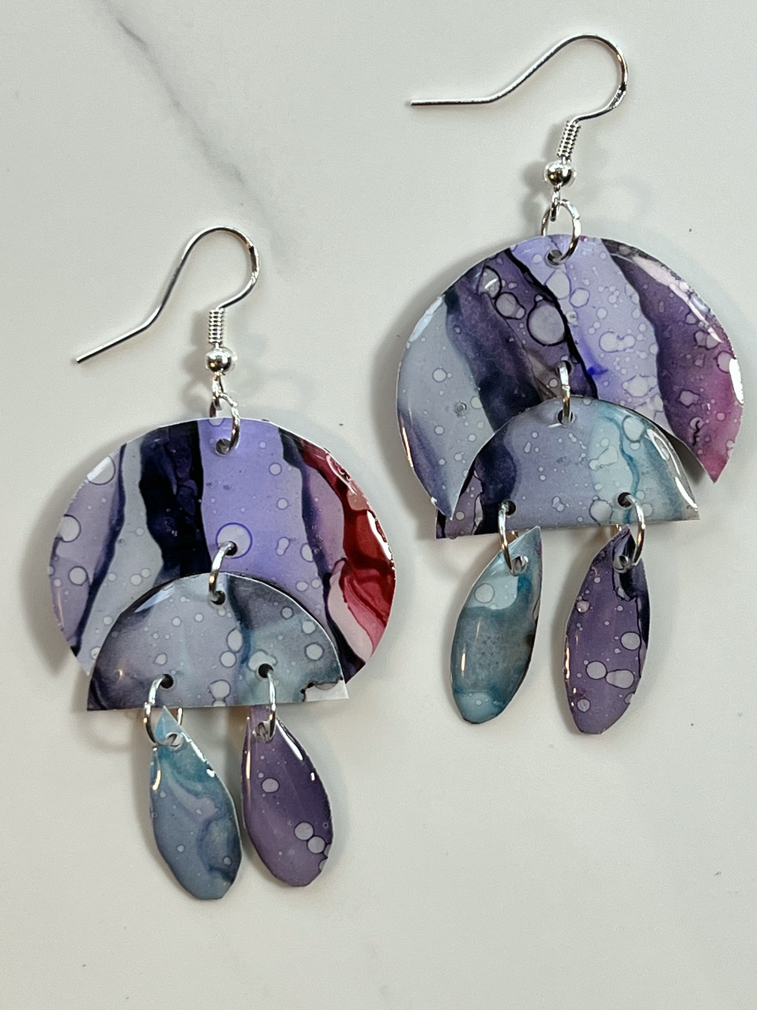 Sunset & Twilight: Moonbow Drops & Moon Phase Earrings (Silver)