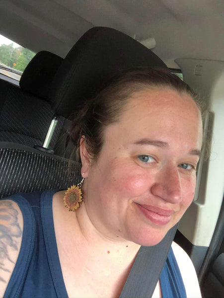 Sunflower Wood Earrings