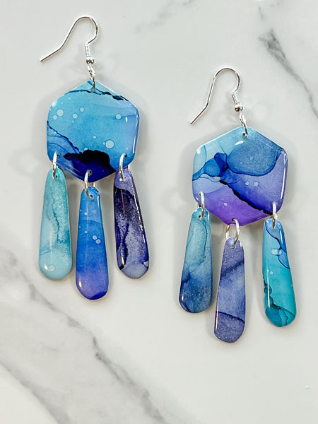 Twilight: Alcohol Ink Earrings (Silver)