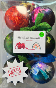 Rainbow: Set of 12 Alcohol Ink Aura Ornaments