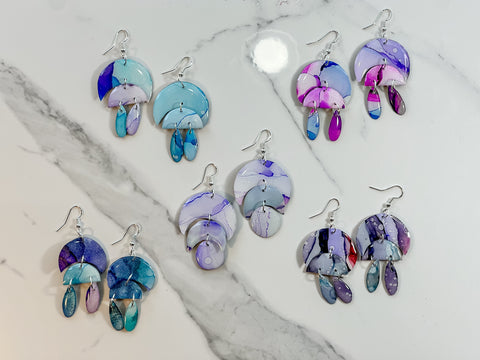 Sunset & Twilight: Moonbow Drops & Moon Phase Earrings (Silver)