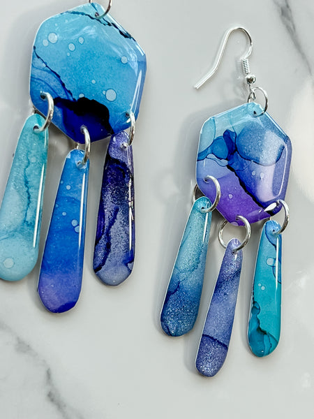 Twilight: Alcohol Ink Earrings (Silver)