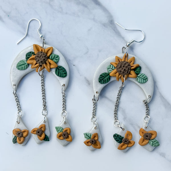 Saved By Grace Sunflower Rain Drop Earrings