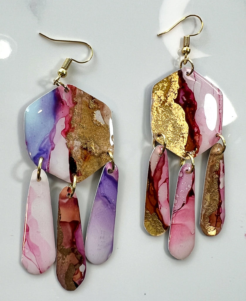 Alcohol ink clearance resin earrings