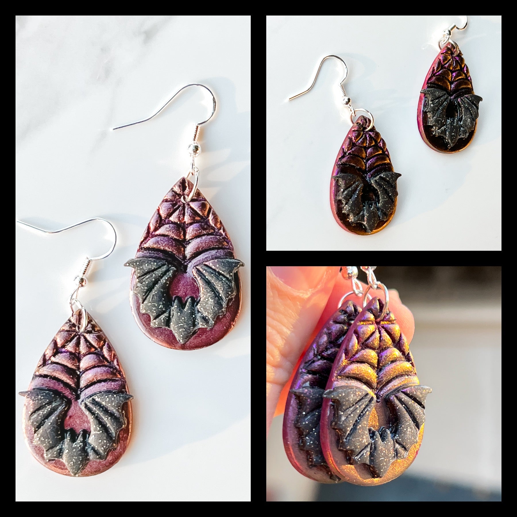 Spooky Bat Color Shift Earrings