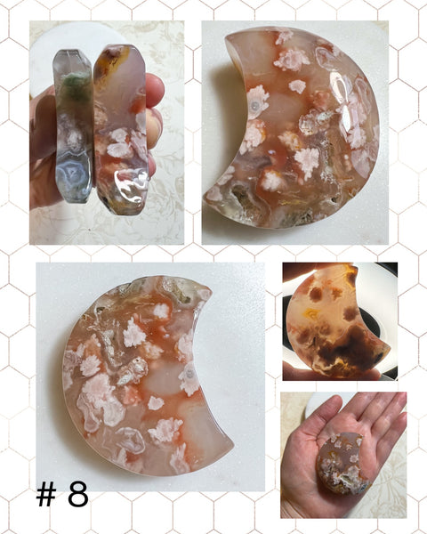 Flower Blossom Agate Moon Palm Stones (Batch 2)