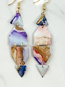 Alcohol Ink Earrings: Sunset & Twilight (Gold)