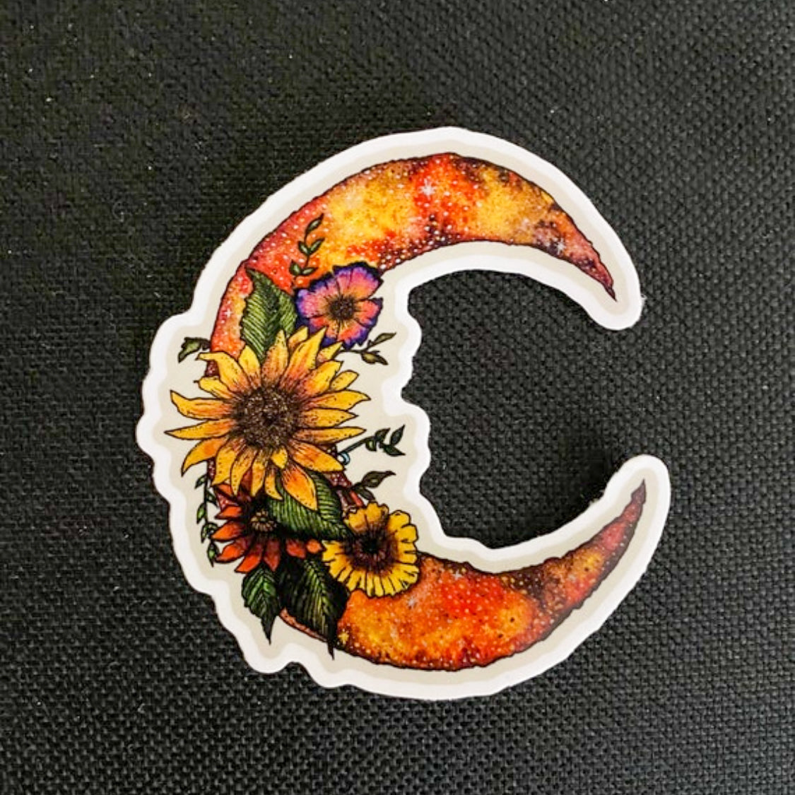Sunflower Galaxy Crescent Moon Sticker