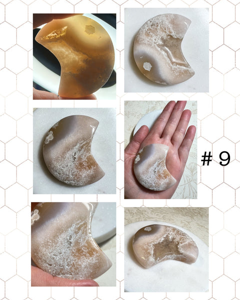 Flower Blossom Agate Moon Palm Stones (Batch 2)