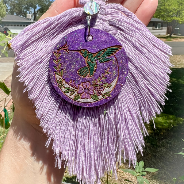 Hummingbird Macramé Feather Keychains