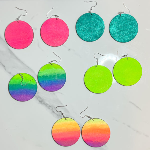 Medium Sunflower Crescent Moon Wood Earrings