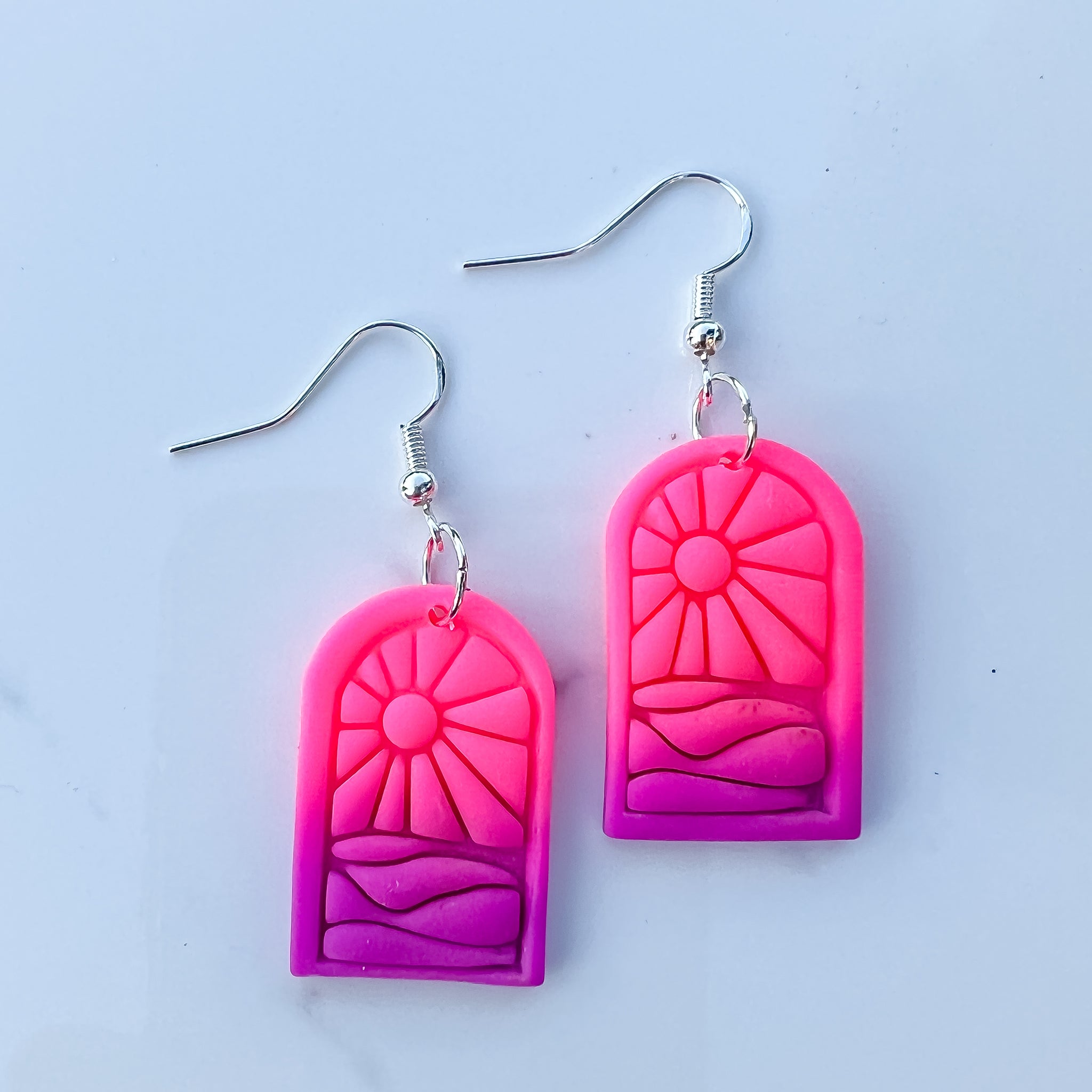 Neon Ombré Mini Landscape Earrings