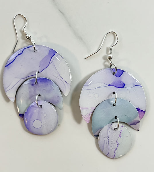 Sunset & Twilight: Moonbow Drops & Moon Phase Earrings (Silver)