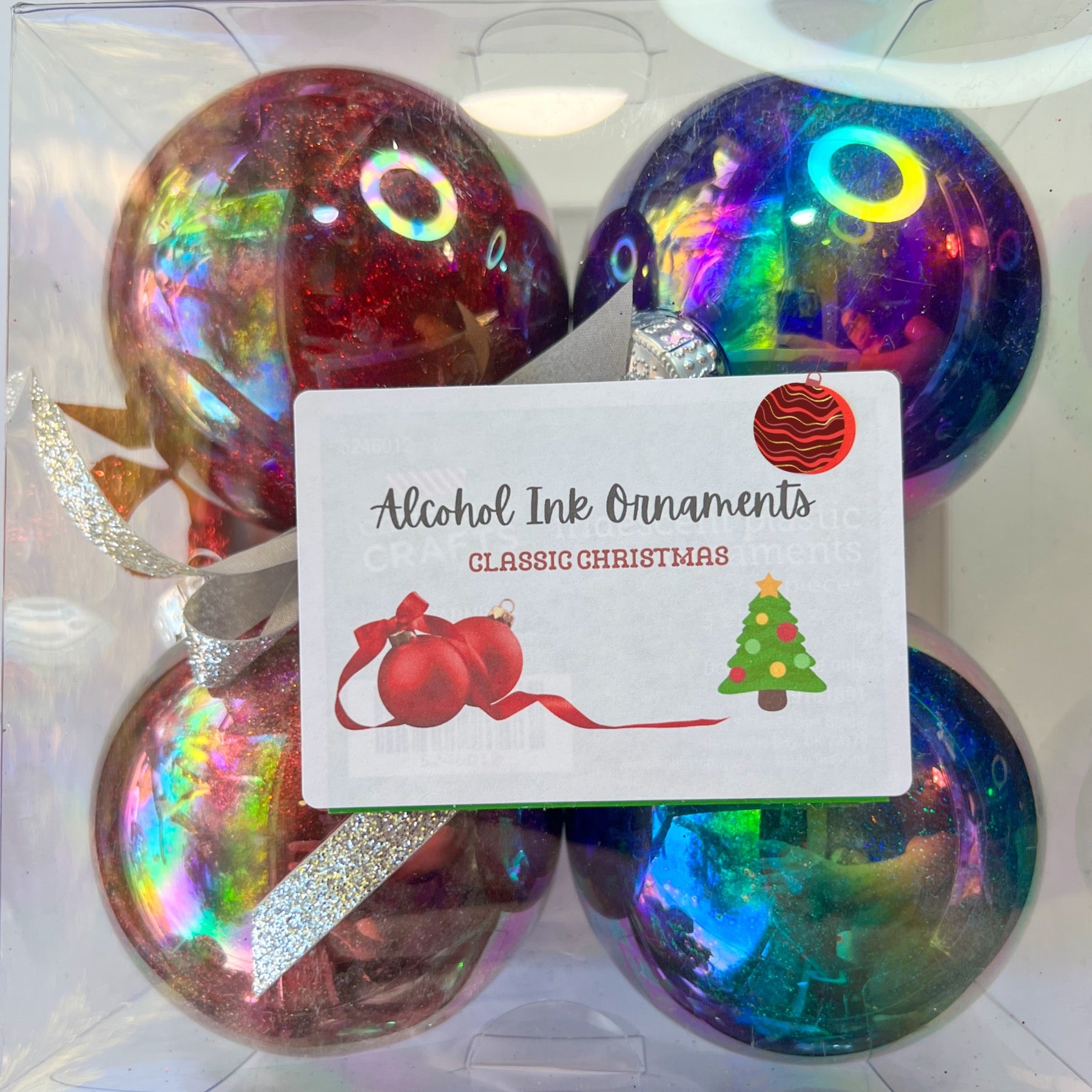 Classic Christmas: Red & Green Alcohol Ink Aura Ornaments