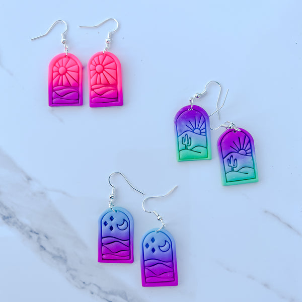 Neon Ombré Mini Landscape Earrings